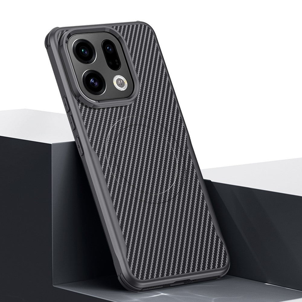 For Oppo Find X9 5G Magnetic Case Carbon Fiber PU + PC + Silicone Protective Cover