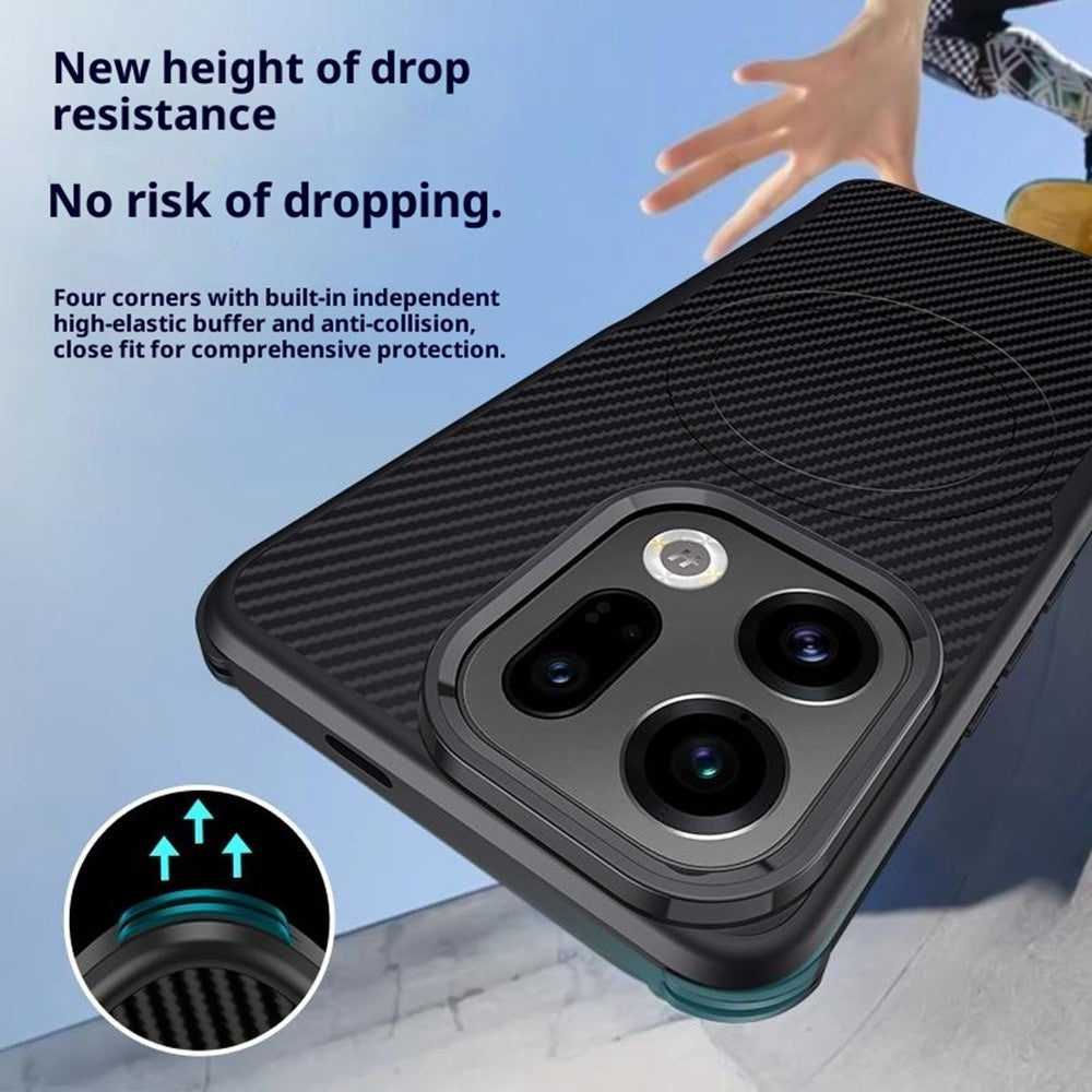 For Oppo Find X9 5G Magnetic Case Carbon Fiber PU + PC + Silicone Protective Cover