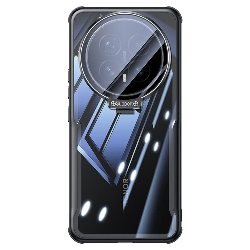 For Honor Magic8 5G Case PC + TPU Clear Phone Shell with Glass Lens Cover Kickstand