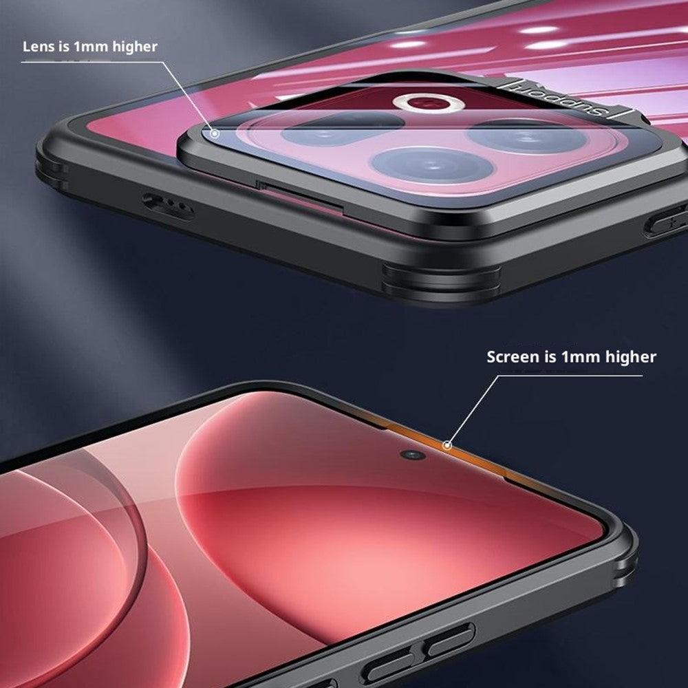 For Oppo Find X9 5G Case PC + TPU Clear Phone Shell with Glass Lens Cover Kickstand