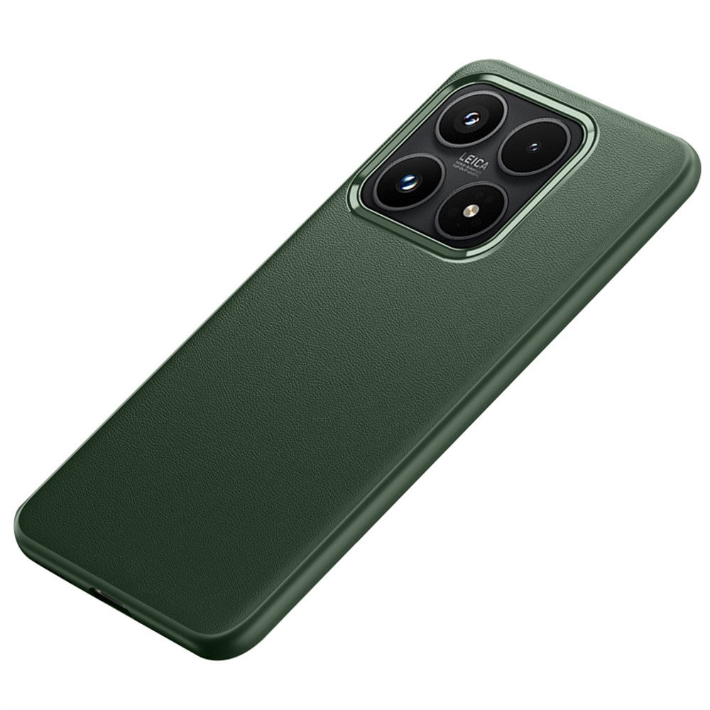 For Xiaomi 17 Case Shockproof Airbag Leather Coated Silicone Phone Cover with Hardware Lens Frame