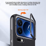 For Xiaomi 17 Pro Max Case Metal Lens Frame Kickstand Leather + Silicone Phone Cover