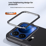 For Xiaomi 17 Pro Max Case Metal Lens Frame Kickstand Leather + Silicone Phone Cover