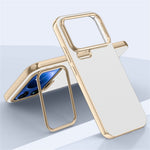 For Xiaomi 17 Pro Max Case Metal Lens Frame Kickstand Leather + Silicone Phone Cover