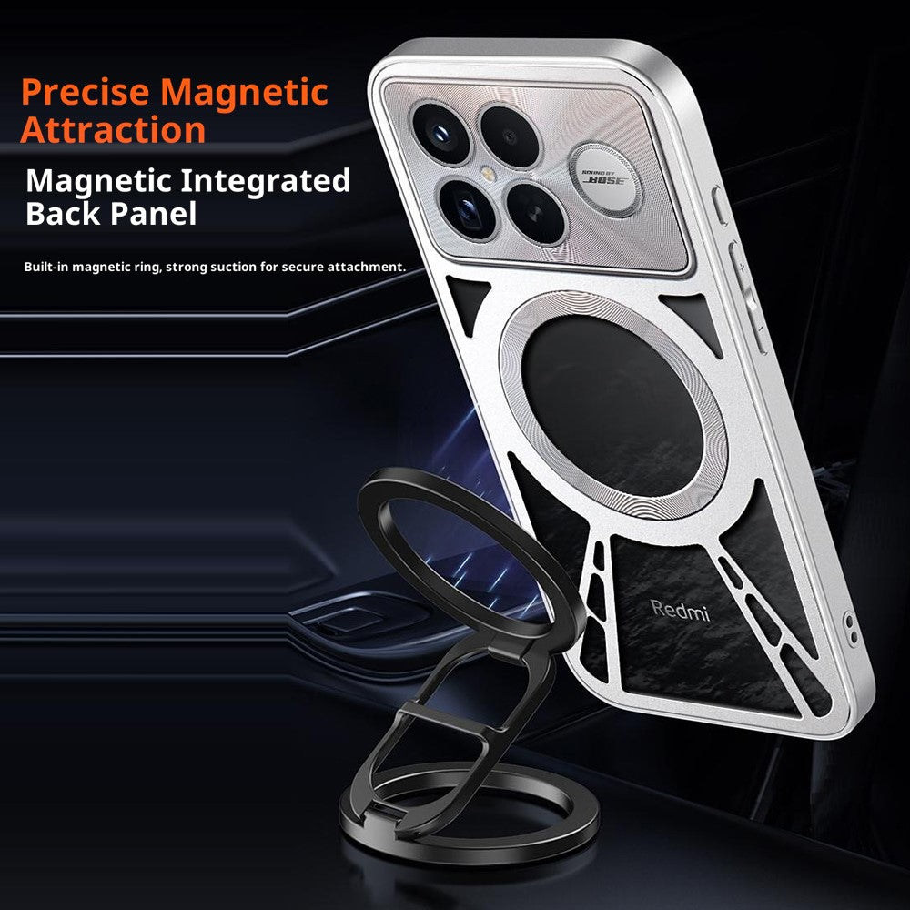 For Xiaomi Redmi K90 5G / Poco F8 Pro 5G Magnetic Case Hollow Heat Dissipation Silicone + PC + Metal Bumper Phone Cover