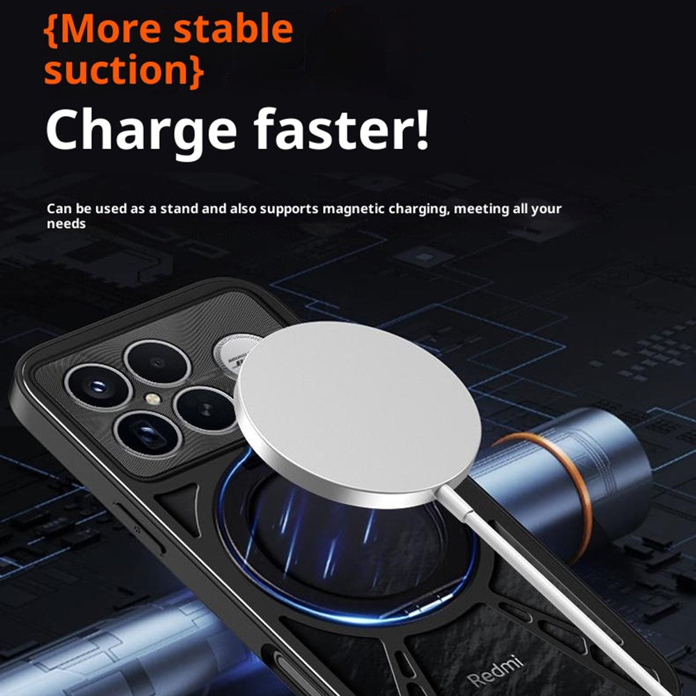 For Xiaomi Redmi K90 5G / Poco F8 Pro 5G Case Magnetic Kickstand Hollow Heat Dissipation Silicone + PC + Metal Bumper Phone Cover