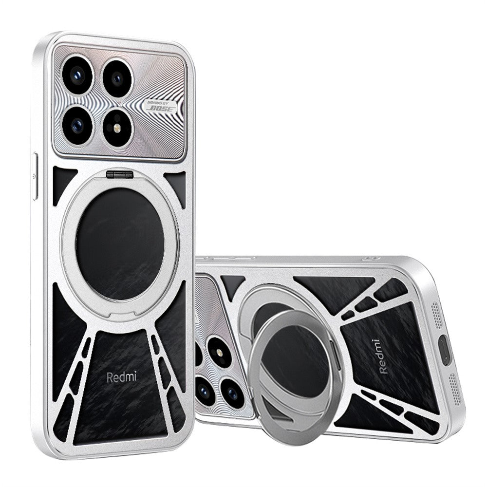 For Xiaomi Redmi K90 5G / Poco F8 Pro 5G Case Magnetic Kickstand Hollow Heat Dissipation Silicone + PC + Metal Bumper Phone Cover