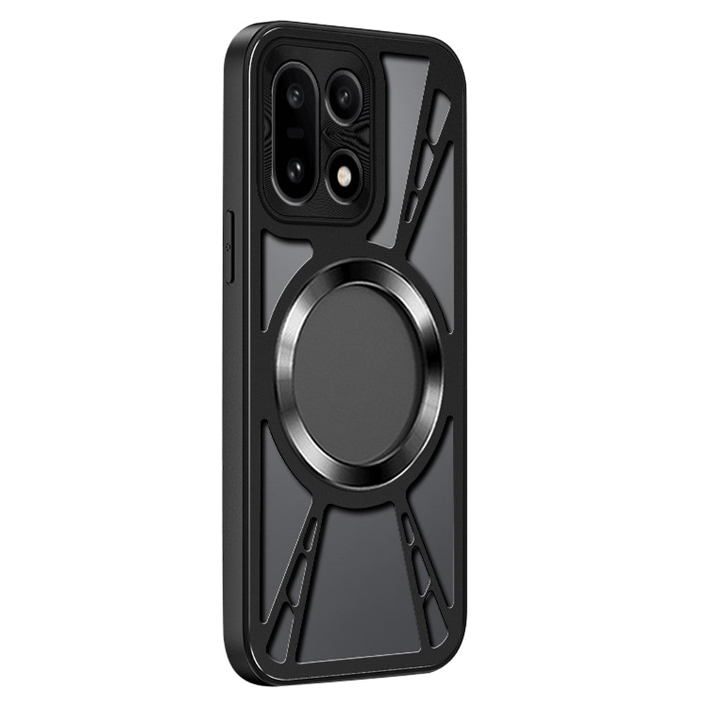 OnePlus 15 5G magnetisk cover med huldesign og varmeafledning i silikone + PC + metalstødabsorberende ramme