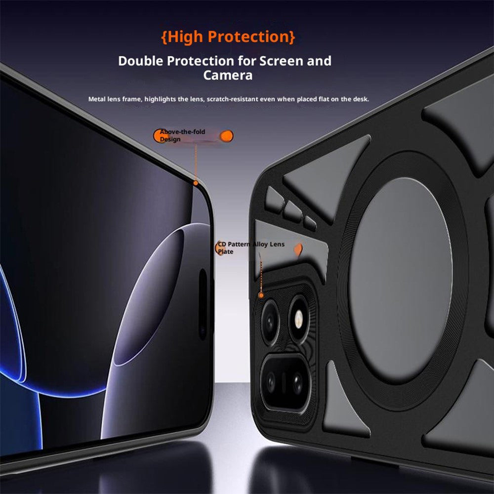 OnePlus 15 5G magnetisk cover med huldesign og varmeafledning i silikone + PC + metalstødabsorberende ramme