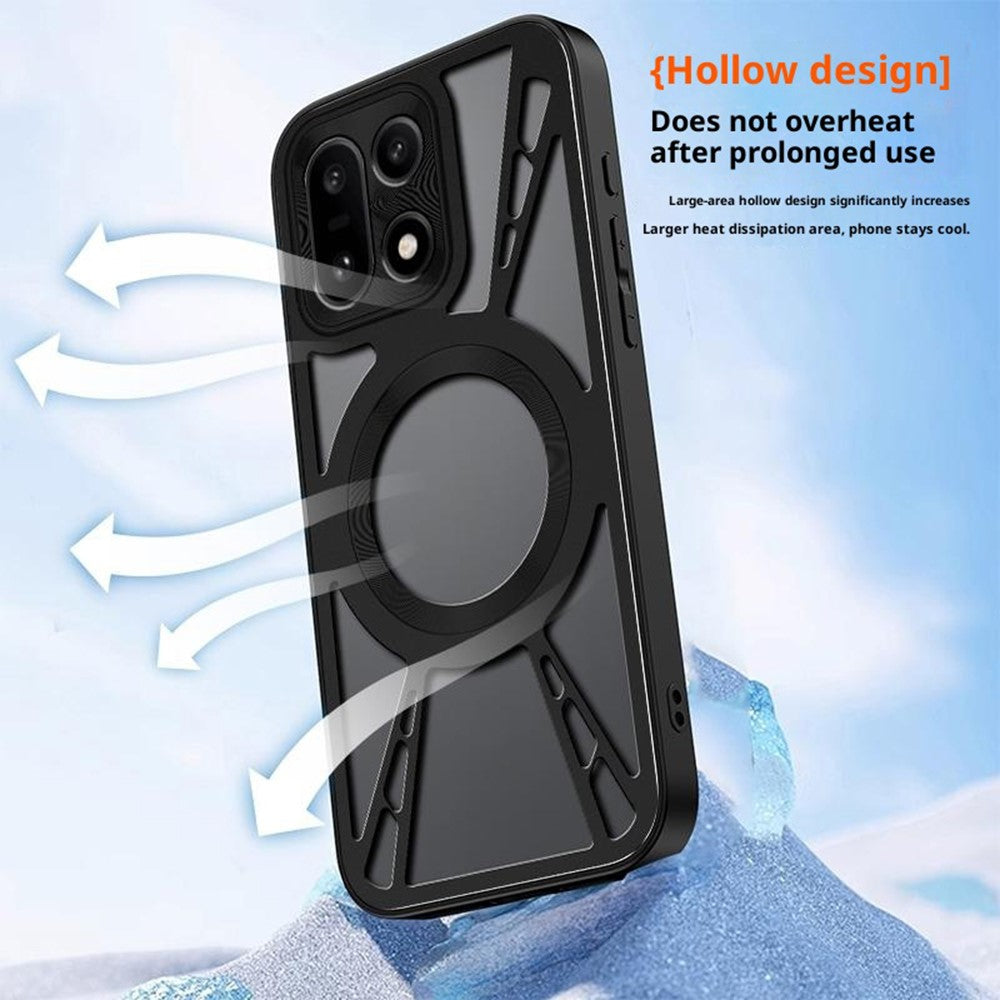 OnePlus 15 5G magnetisk cover med huldesign og varmeafledning i silikone + PC + metalstødabsorberende ramme