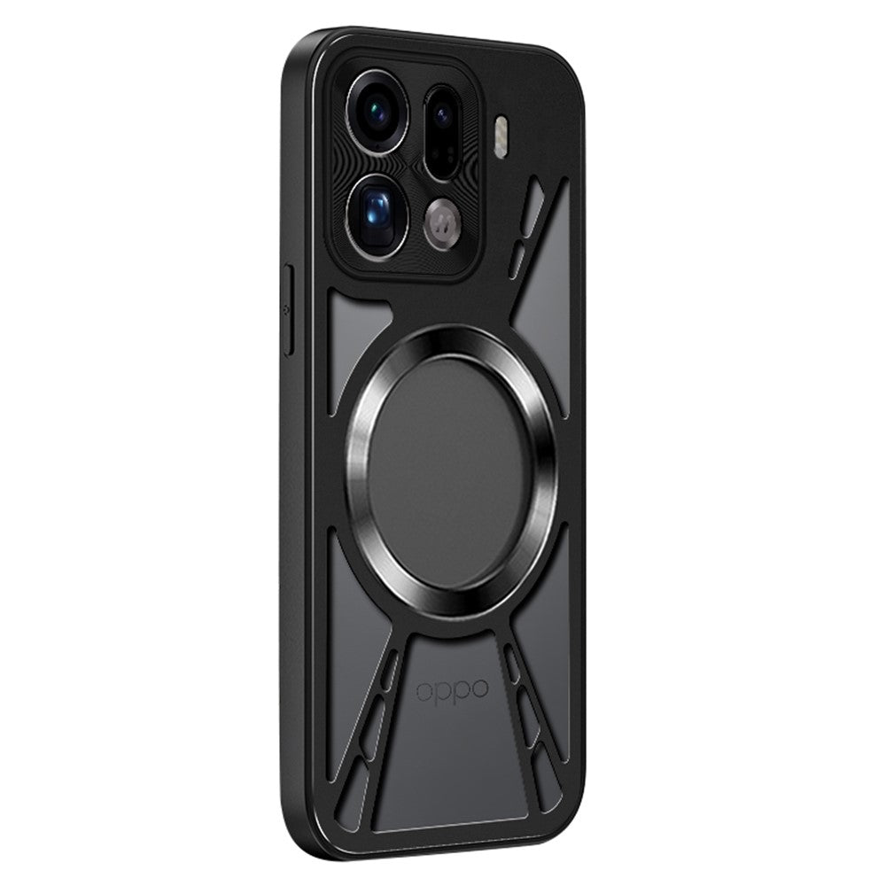 Oppo Find X9 Pro 5G Magnetiskt Skal Ihåligt Värmeavledande Silikon + PC + Metallstötfångare mobilskal
