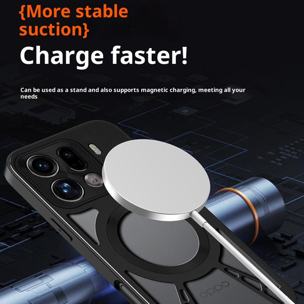 Til Oppo Find X9 5G Magnetisk Etui Hul Varmeafledning Silikone + PC + Metal Bumper Telefoncover