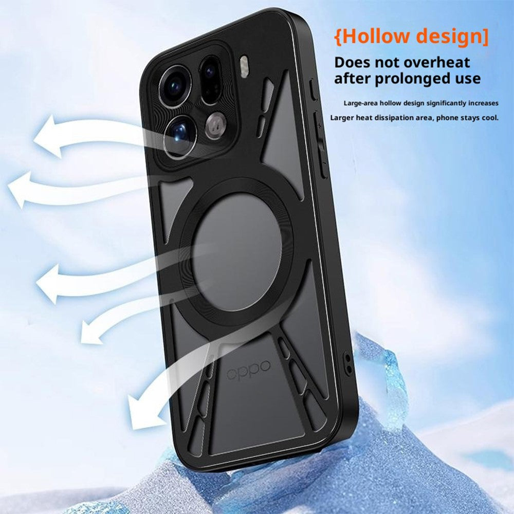 Til Oppo Find X9 5G Magnetisk Etui Hul Varmeafledning Silikone + PC + Metal Bumper Telefoncover