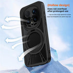 Etui til Honor Magic8 Pro 5G med magnetisk stativ, hul varmeafledning, silikone + PC + metalstødabsorberende kant, mobilcover