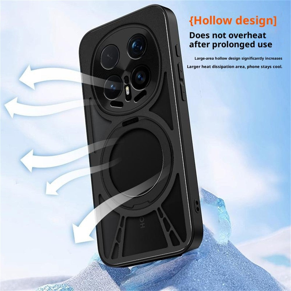 Etui til Honor Magic8 Pro 5G med magnetisk stativ, hul varmeafledning, silikone + PC + metalstødabsorberende kant, mobilcover