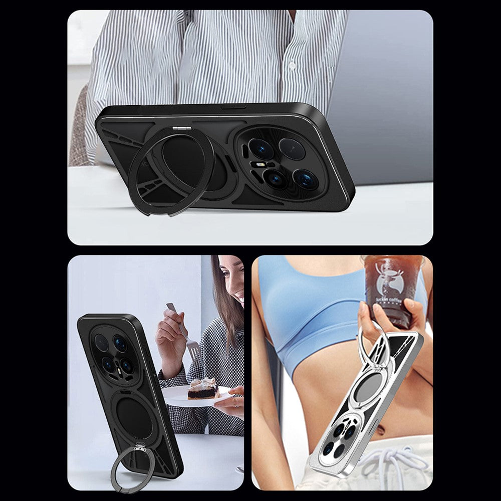 Etui til Honor Magic8 Pro 5G med magnetisk stativ, hul varmeafledning, silikone + PC + metalstødabsorberende kant, mobilcover