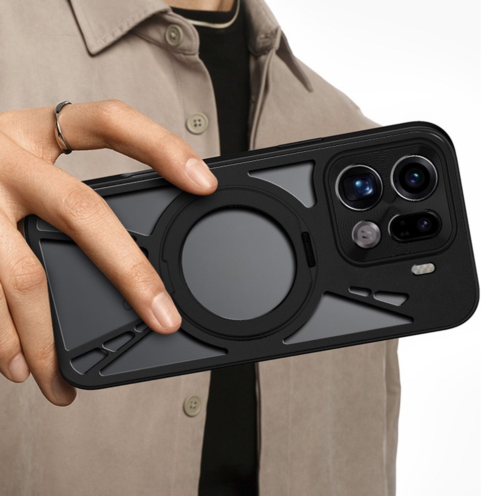 For Oppo Find X9 Pro 5G Case Magnetic Kickstand Hollow Heat Dissipation Silicone + PC + Metal Bumper Phone Cover