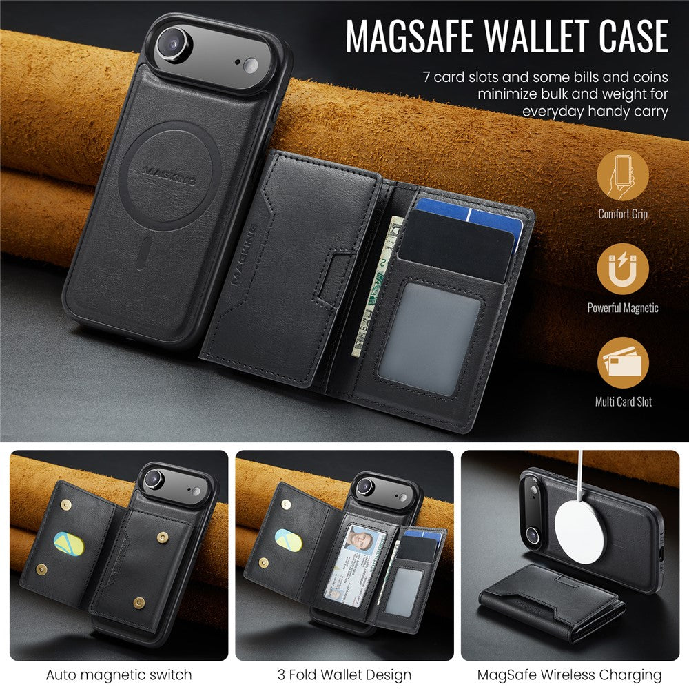 MAGKING K4 Series For iPhone Air Case Compatible with MagSafe Detachable Wallet PU TPU PC Phone Cover