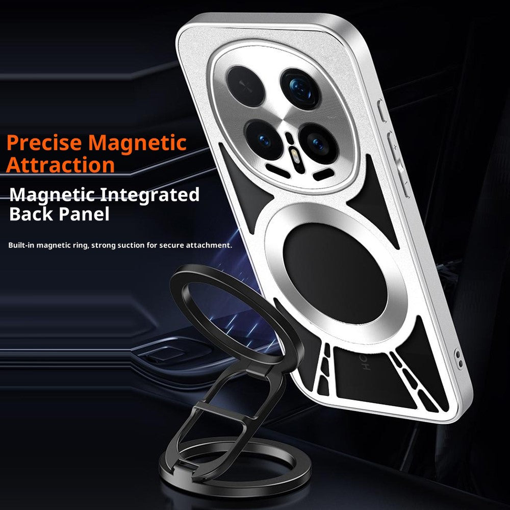 For Honor Magic8 5G Magnetic Case Hollow Heat Dissipation Silicone + PC + Metal Bumper Phone Cover