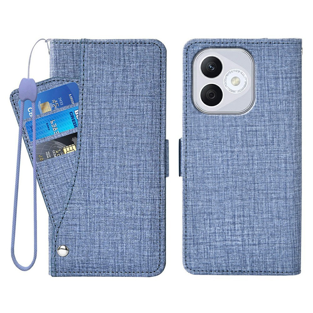 For Honor 400 Lite 5G  /  X70i Case Jean Cloth Texture PU Leather Wallet Phone Cover with Rotating Card Slots