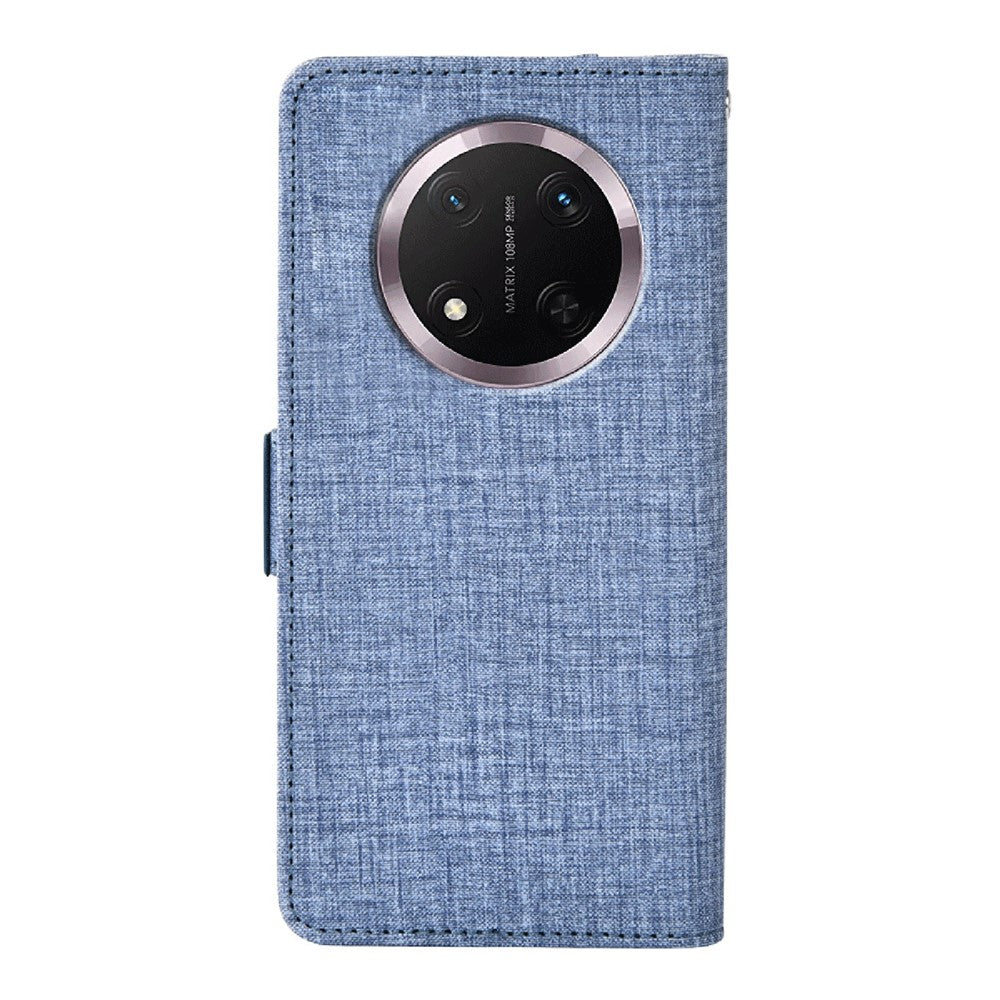 Phone Case For Honor Magic7 Lite 5G  /  X9c 5G  /  X60 Pro 5G Jean Cloth Texture PU Leather Wallet Cover with Rotating Card Slots