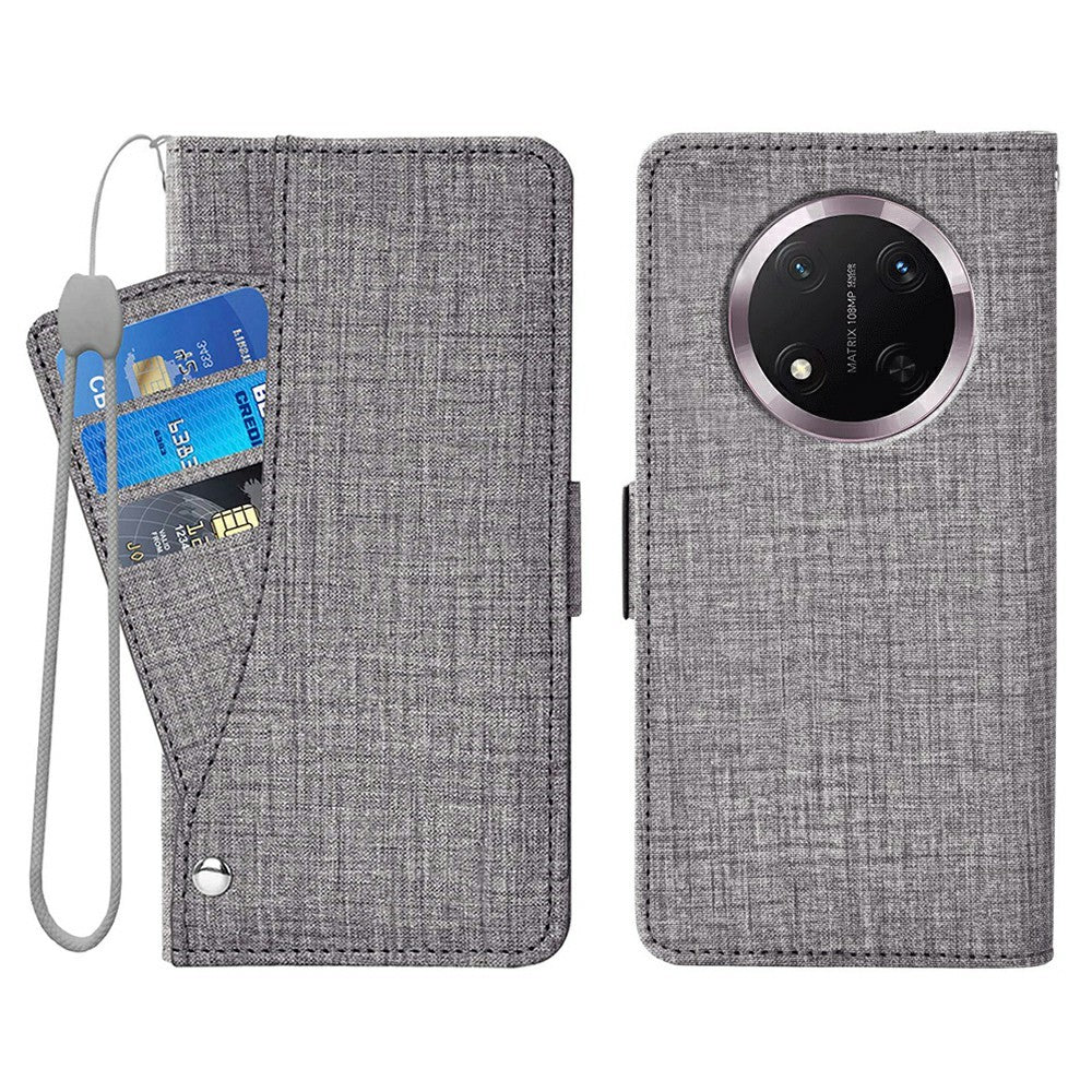 Phone Case For Honor Magic7 Lite 5G  /  X9c 5G  /  X60 Pro 5G Jean Cloth Texture PU Leather Wallet Cover with Rotating Card Slots