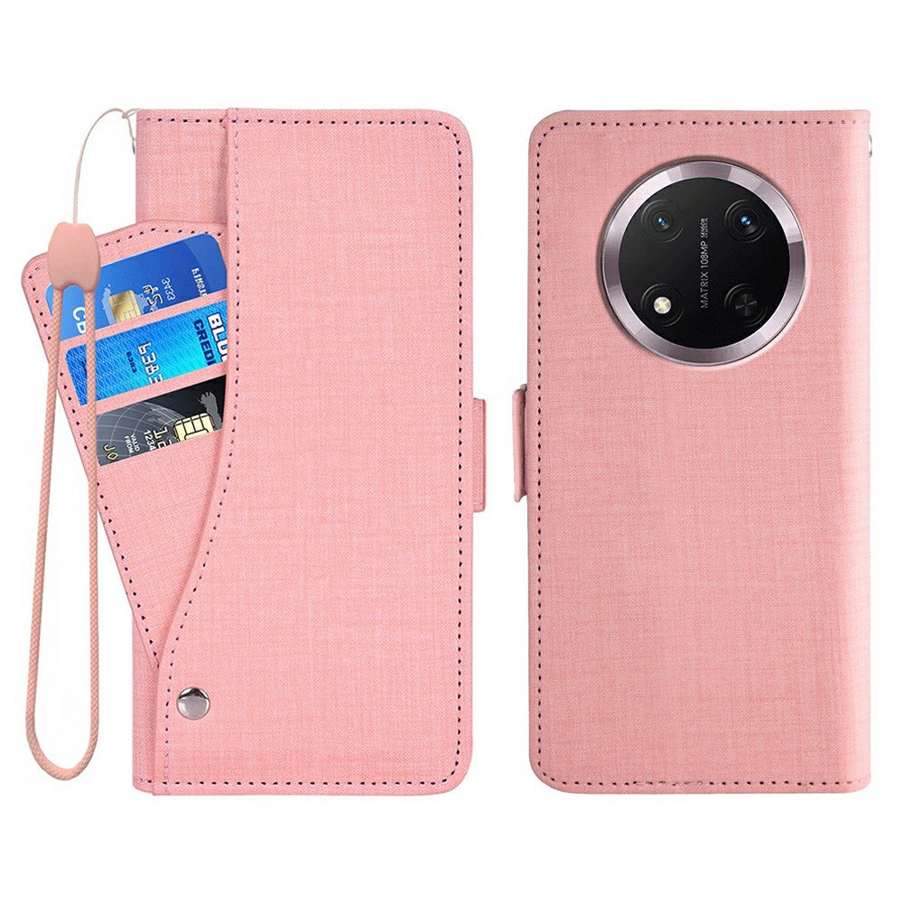 Phone Case For Honor Magic7 Lite 5G  /  X9c 5G  /  X60 Pro 5G Jean Cloth Texture PU Leather Wallet Cover with Rotating Card Slots