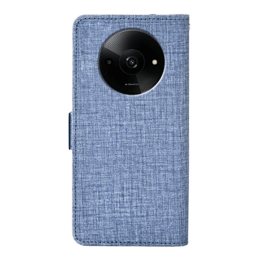 Phone Case For Xiaomi Poco C61 4G  /  Redmi A3 4G  /  A3x 4G Jean Cloth Texture PU Leather Wallet Cover with Rotating Card Slots