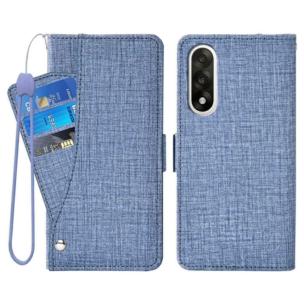 OnePlus Nord 5 5G / Ace 5 Ultra 5G-skal, Jeanstygstruktur, PU-läder, plånboksfodral med roterande kortfack