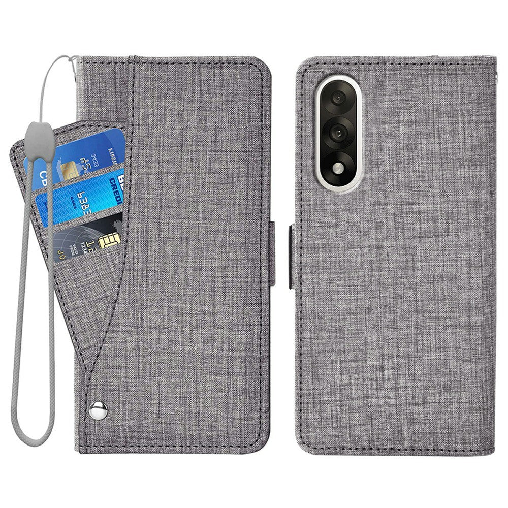 OnePlus Nord 5 5G / Ace 5 Ultra 5G-skal, Jeanstygstruktur, PU-läder, plånboksfodral med roterande kortfack