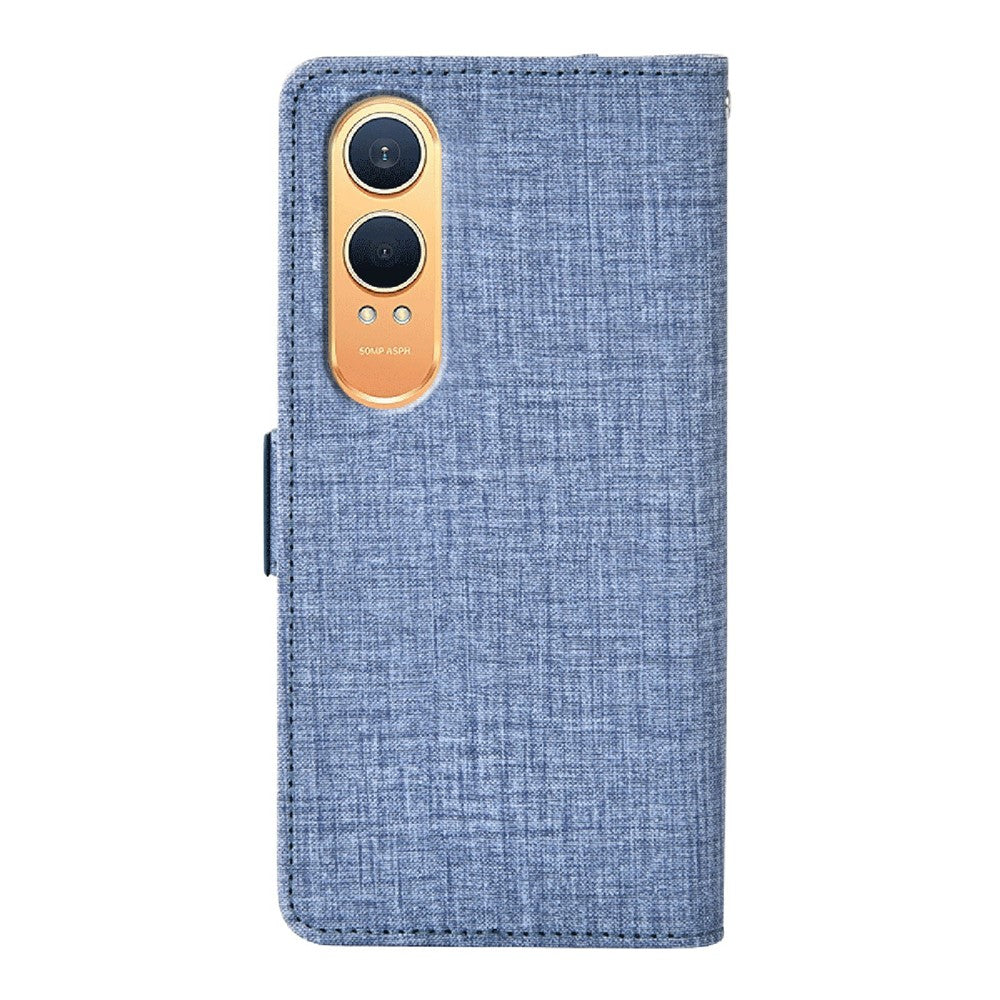 OnePlus Nord CE4 Lite 5G / Oppo K12x 5G (Kina) fodral Jeanstygstruktur PU-läder plånboksfodral med roterande kortfack