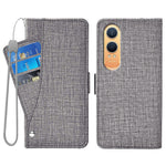 OnePlus Nord CE4 Lite 5G / Oppo K12x 5G (Kina) fodral Jeanstygstruktur PU-läder plånboksfodral med roterande kortfack
