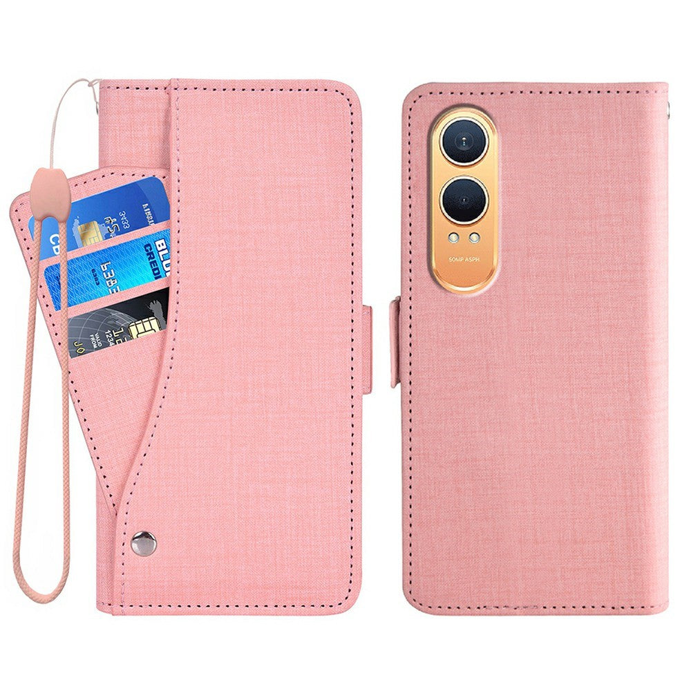 OnePlus Nord CE4 Lite 5G / Oppo K12x 5G (Kina) fodral Jeanstygstruktur PU-läder plånboksfodral med roterande kortfack
