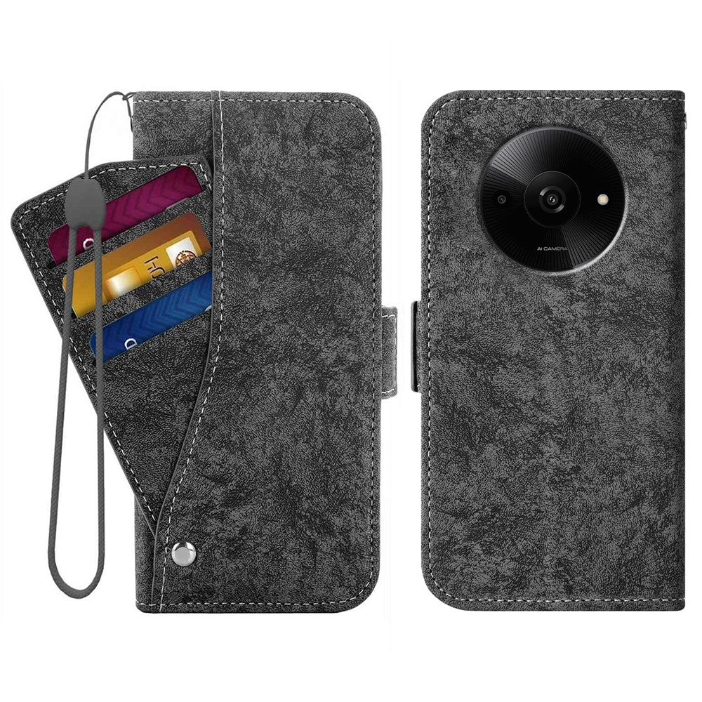 For Xiaomi Poco C61 4G  /  Redmi A3 4G  /  A3x 4G Case Water-ink Painting Wallet PU Leather Phone Cover with Rotating Card Slots