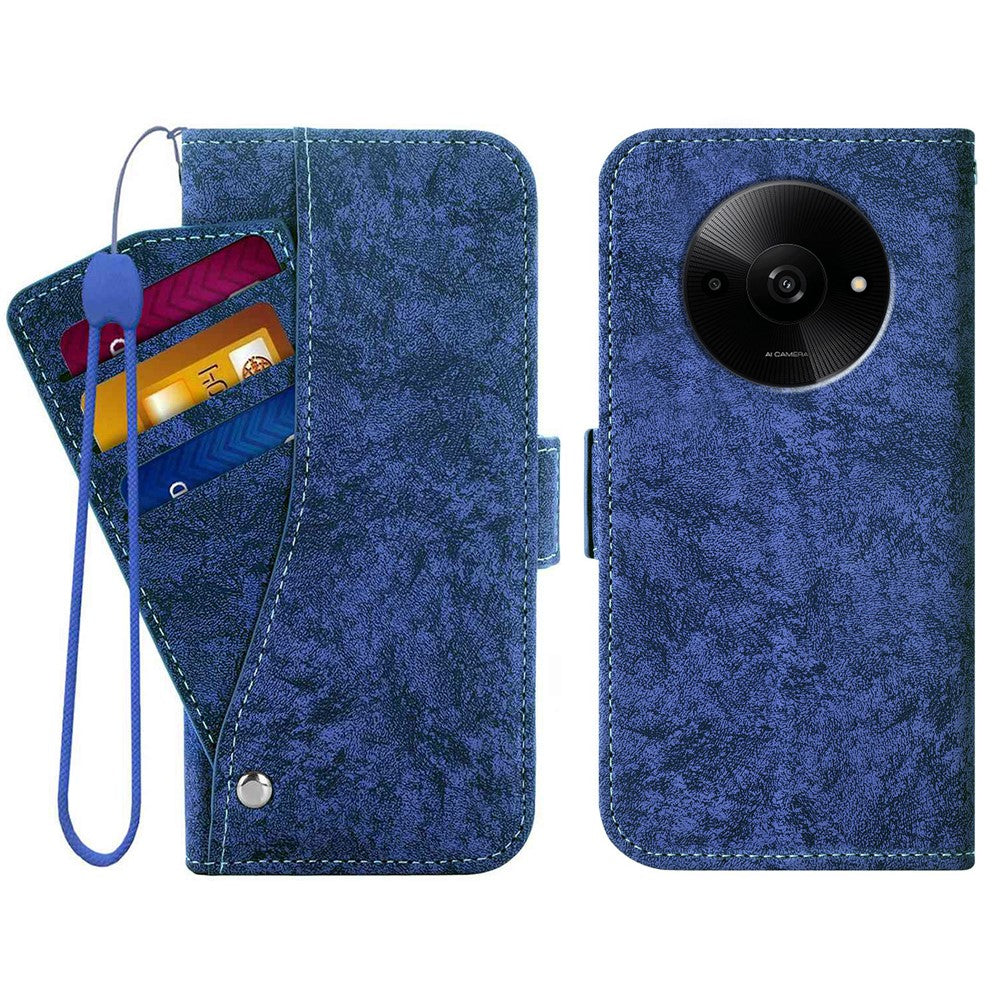 For Xiaomi Poco C61 4G  /  Redmi A3 4G  /  A3x 4G Case Water-ink Painting Wallet PU Leather Phone Cover with Rotating Card Slots