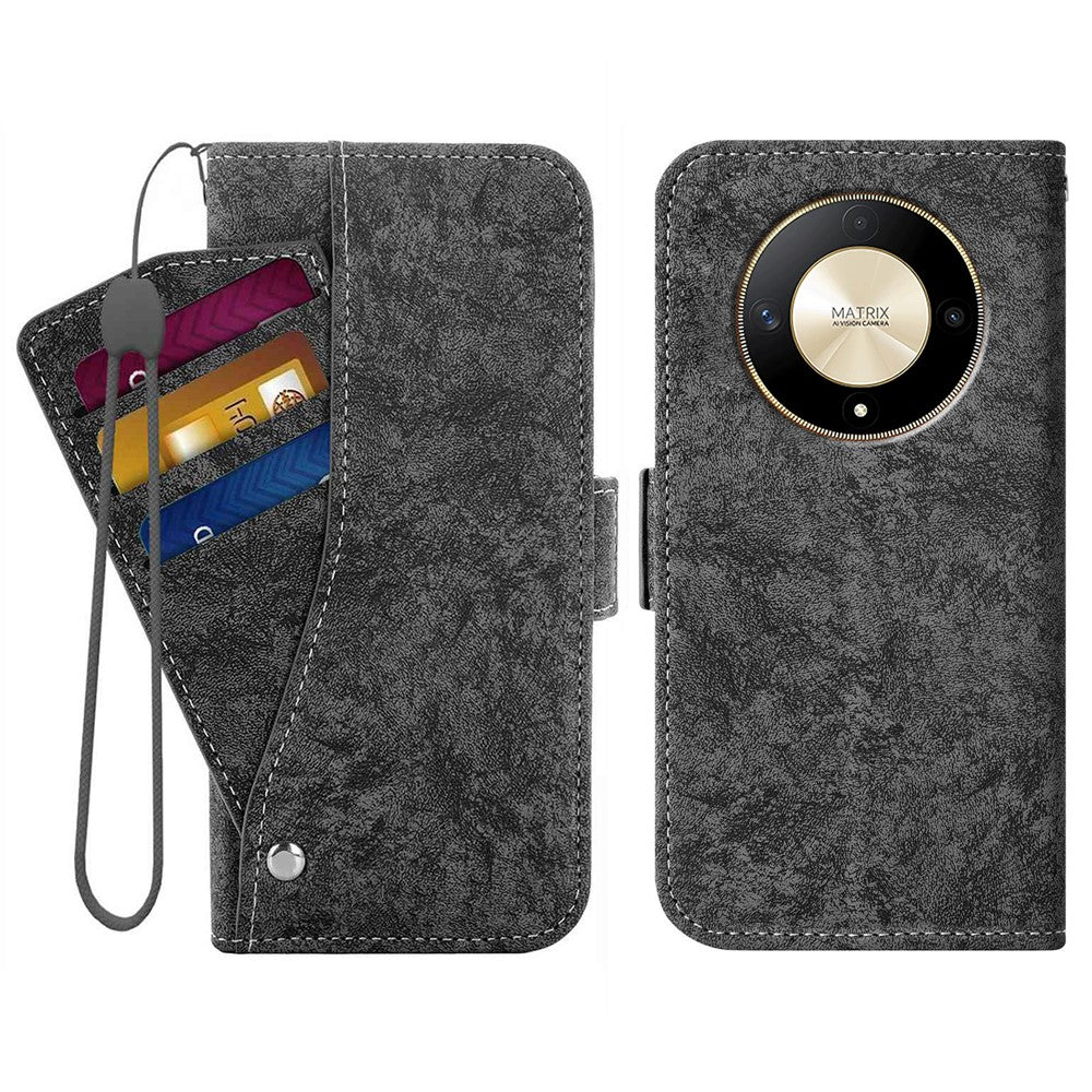 For Honor Magic6 Lite 5G  /  X9b 5G Case Water-ink Painting Wallet PU Leather Phone Cover with Rotating Card Slots
