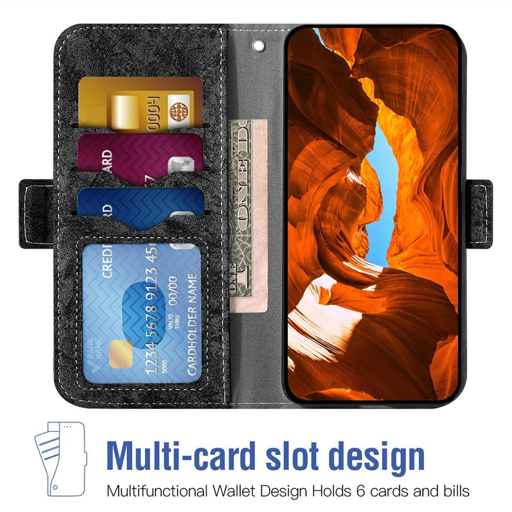 For Honor Magic6 Lite 5G  /  X9b 5G Case Water-ink Painting Wallet PU Leather Phone Cover with Rotating Card Slots