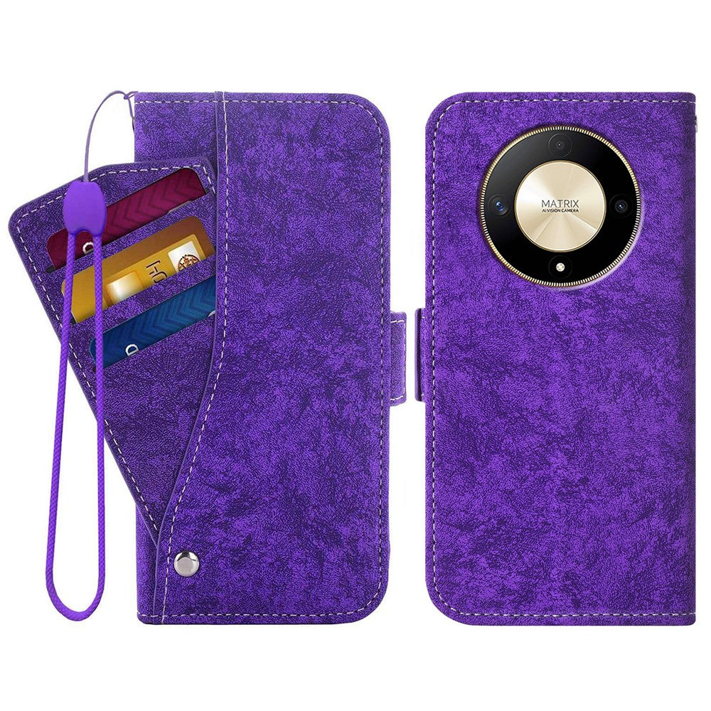 For Honor Magic6 Lite 5G  /  X9b 5G Case Water-ink Painting Wallet PU Leather Phone Cover with Rotating Card Slots
