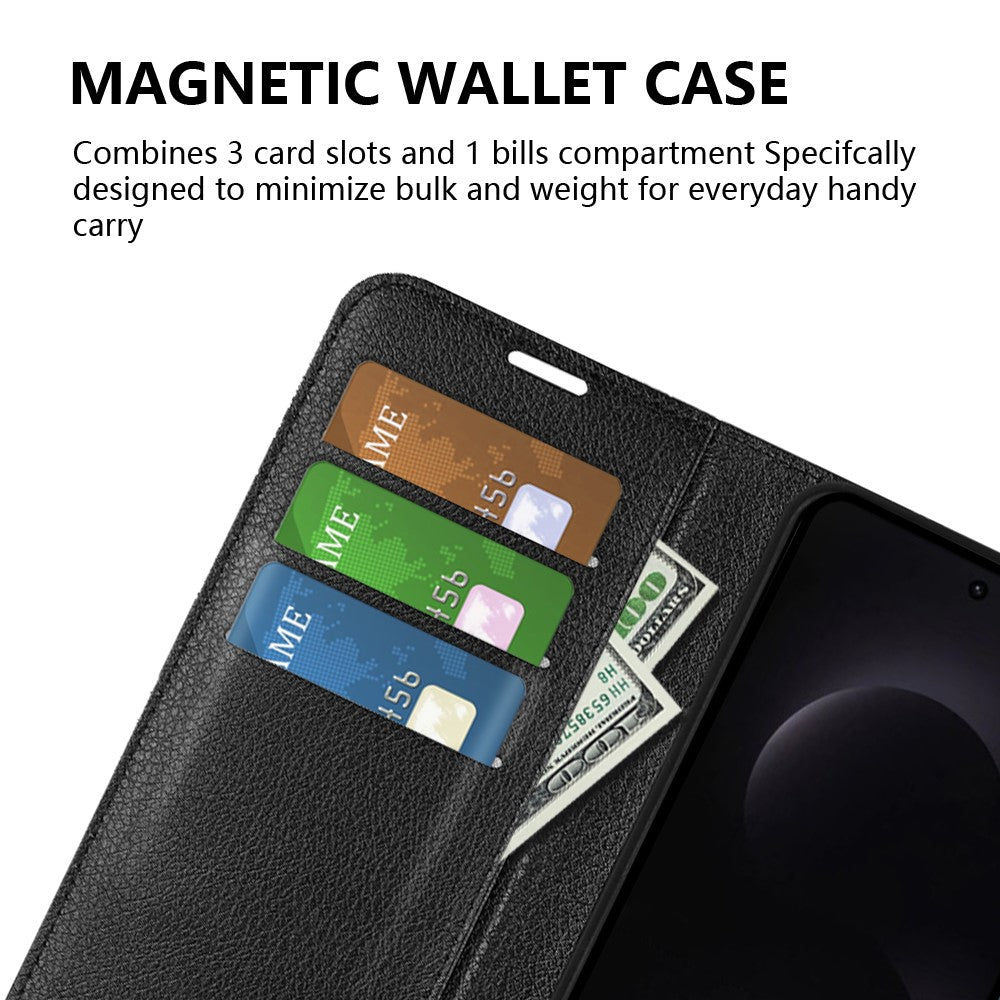 AMORUS For Samsung Galaxy S26 Ultra Wallet Case Litchi Texture Shockproof Leather Flip Stand Phone Cover