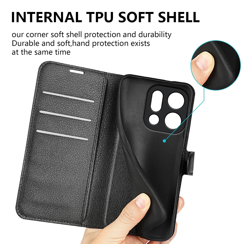 AMORUS For Oppo Find X9 5G Wallet Case Litchi Texture Shockproof Leather Flip Stand Phone Cover
