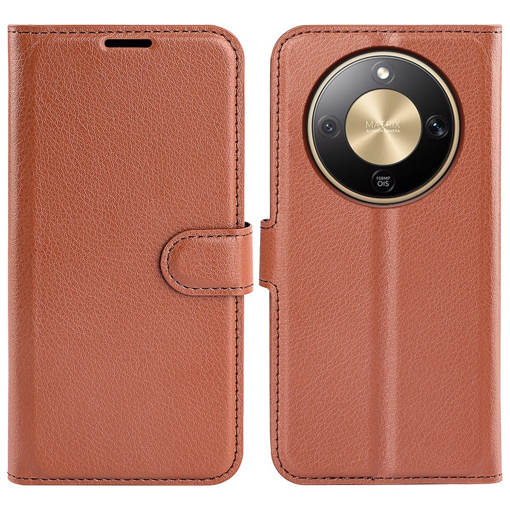 AMORUS For Honor Magic8 Lite 5G / X9d 5G / X70 5G Wallet Case Litchi Texture Shockproof Leather Flip Stand Phone Cover