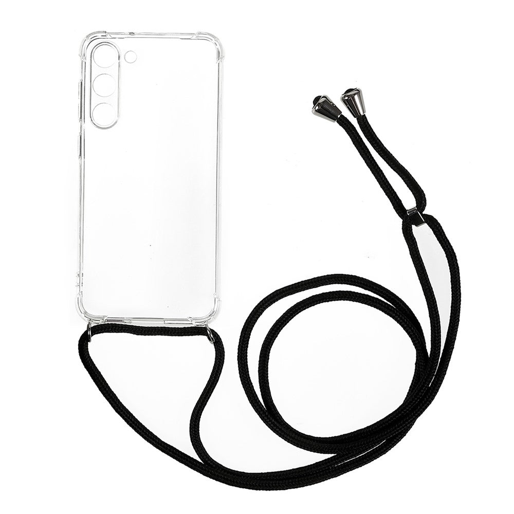 Samsung Galaxy S23+ Transparent, fallskyddande, mjukt TPU-skal, fyra hörn, fallskyddande bakstycke med snodd