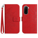 For Xiaomi Poco M7 Plus 5G / Xiaomi Poco M7 4G (169mm) Case Sunflower Imprint Leather Wallet Phone Cover with Wrist Strap