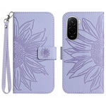 For Xiaomi Poco M7 Plus 5G / Xiaomi Poco M7 4G (169mm) Case Sunflower Imprint Leather Wallet Phone Cover with Wrist Strap