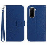 For Xiaomi Poco M7 Plus 5G / Xiaomi Poco M7 4G (169mm) Case Sunflower Imprint Leather Wallet Phone Cover with Wrist Strap
