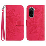 For Xiaomi Poco M7 Plus 5G / Xiaomi Poco M7 4G (169mm) Case Sunflower Imprint Leather Wallet Phone Cover with Wrist Strap