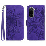 For Xiaomi Poco M7 Plus 5G / Xiaomi Poco M7 4G (169mm) Case Sunflower Imprint Leather Wallet Phone Cover with Wrist Strap