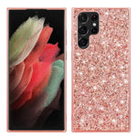 For Samsung Galaxy S23 Ultra Shiny Glitter Sequins Phone Case Drop Resistant Electroplating TPU Frame Hard PC Back Cover