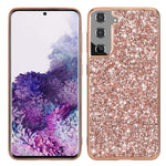 For Samsung Galaxy S23 Shiny Glitter Sequins Phone Case Anti-fall Electroplating TPU Frame Hard PC Back Cover