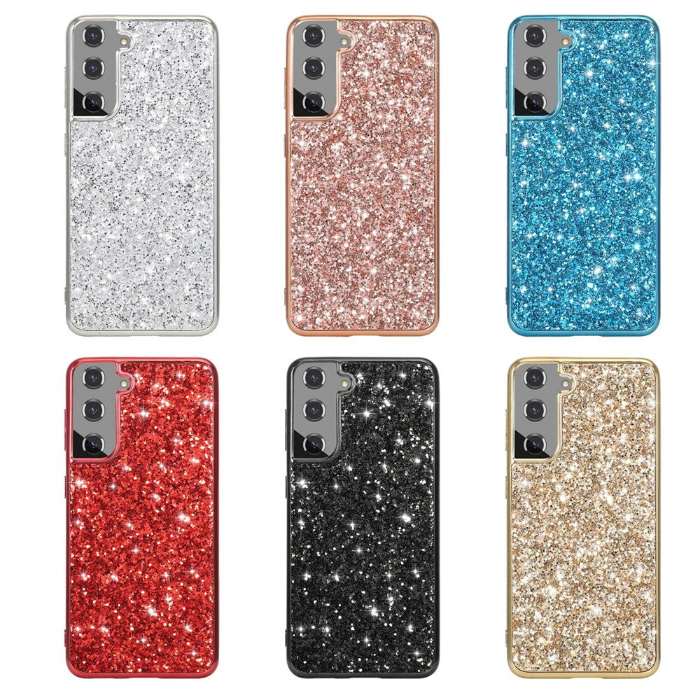 For Samsung Galaxy S23 Shiny Glitter Sequins Phone Case Anti-fall Electroplating TPU Frame Hard PC Back Cover